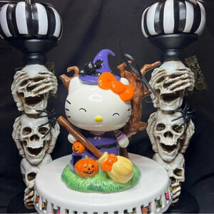 Blue Sky ClayWorks Hello Kitty Ceramic Halloween Witch Broomstick Spooky Figure
